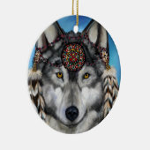 GRIJZE WOLF KERAMISCH ORNAMENT (Rechts)