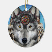 GRIJZE WOLF KERAMISCH ORNAMENT (Links)