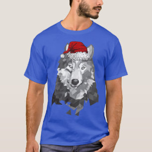 Grijze Wolf Kerstmis Kerstman Hoed Wolven Liefhebb T-shirt