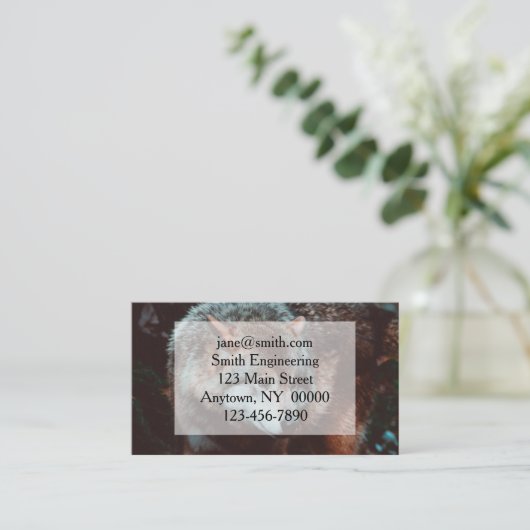 Grijze Wolf kijkt in het bos Visitekaartje (Staand voorkant)