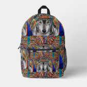 Grijze Wolf Kunst Bedrukte Rugzak (Voorkant)