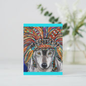 Grijze Wolf Kunst Briefkaart (Staand voorkant)