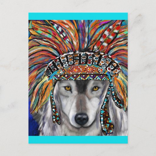 Grijze Wolf Kunst Briefkaart (Voorkant)