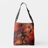 GRIJZE WOLF KUNST CROSSBODY TAS (Achterkant)