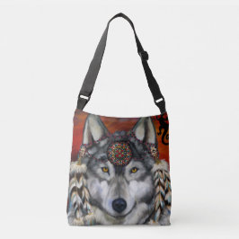 GRIJZE WOLF KUNST CROSSBODY TAS