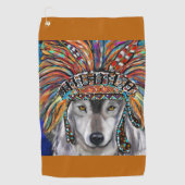 Grijze Wolf Kunst Golfhanddoek (Voorkant)