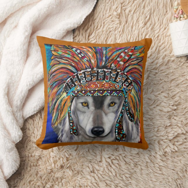 Grijze Wolf Kunst Kussen (Deken)