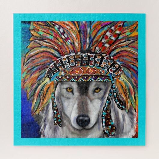 Grijze Wolf Kunst Legpuzzel (Verticaal)
