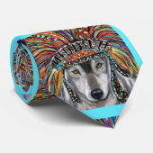Grijze Wolf Kunst Stropdas (Opgerold)