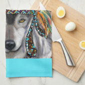 Grijze Wolf Kunst Theedoek (Quarter Fold)