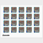 Grijze Wolf Kunst Vierkante Sticker (Vel)