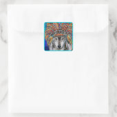 Grijze Wolf Kunst Vierkante Sticker (Tas)