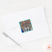 Grijze Wolf Kunst Vierkante Sticker (Envelop)