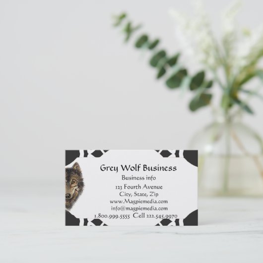 Grijze Wolf Lodge Business Custom Visitekaartje (Staand voorkant)