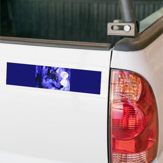 Grijze Wolf & Maan Bumpersticker (Op Truck)
