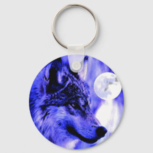 Grijze Wolf & Maan Sleutelhanger