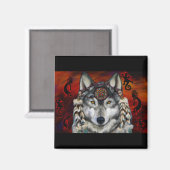 Grijze Wolf Magneet (Voorkant / Achterkant)