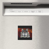 Grijze Wolf Magneet (Insitu (Vaatwasser))