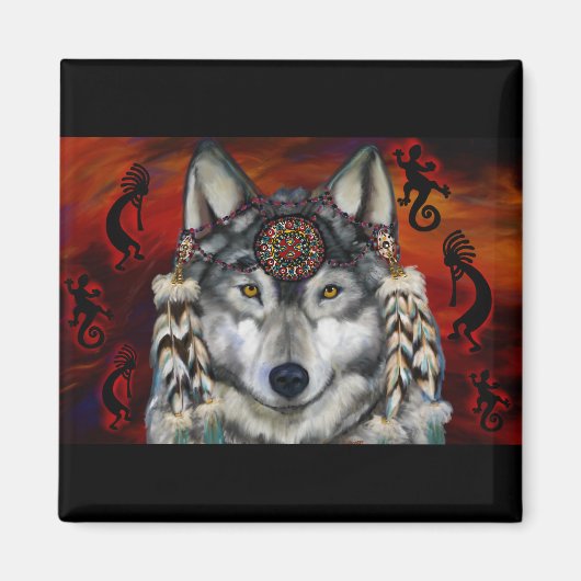 Grijze Wolf Magneet (Voorkant)