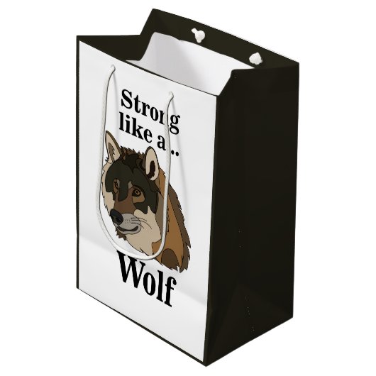 Grijze Wolf Medium Cadeauzakje (Voorkant Gekanteld)