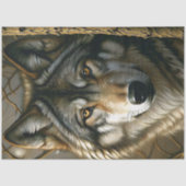 Grijze wolf met barnsteenkleurige ogen decoupage tissuepapier (Voorkant)