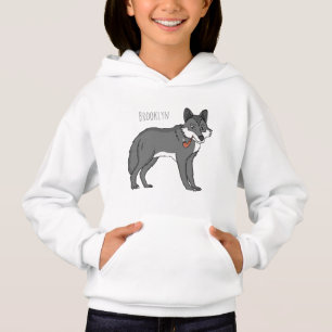 Grijze wolf met illustratie van de cartoon van pij