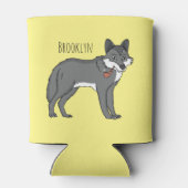 Grijze wolf met illustratie van de cartoon van pij blikjeskoeler (Achterkant)