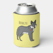 Grijze wolf met illustratie van de cartoon van pij blikjeskoeler (Blikje Achterkant)