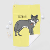 Grijze wolf met illustratie van de cartoon van pij golfhanddoek (Insitu)
