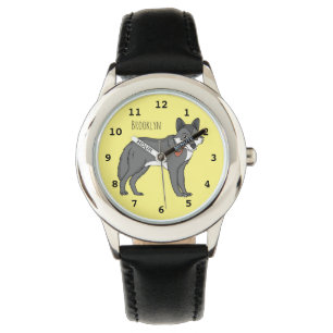 Grijze wolf met illustratie van de cartoon van pij horloge