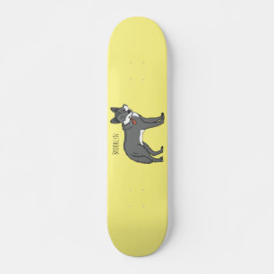 Grijze wolf met illustratie van de cartoon van pij persoonlijk skateboard