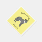 Grijze wolf met illustratie van de cartoon van pij servet (Hoek)