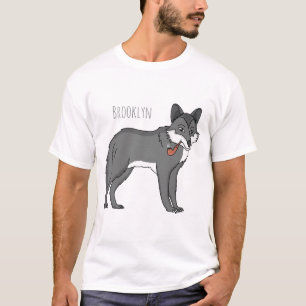 Grijze wolf met illustratie van de cartoon van pij t-shirt