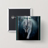 Grijze Wolf & Misty Bomen Wildlife-lover Vierkante Button 5,1 Cm (Voorkant /achterkant)