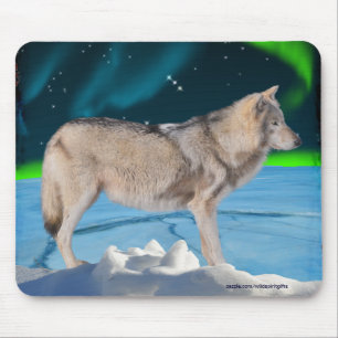 Grijze Wolf & Noorderlicht Fantasy Mousepad Muismat