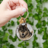 Grijze Wolf of Timber Wolf Laying in the Snow Sleutelhanger (Hand)