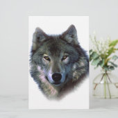 Grijze Wolf Ogen Briefpapier (Staand voorkant)