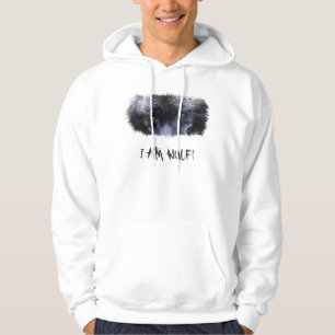 GRIJZE WOLF OGEN "Ik ben wolf" Wildlife Art Hoodie