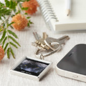 GRIJZE WOLF OGEN Wildlife Art Key-Ring Sleutelhanger (Zijkant)