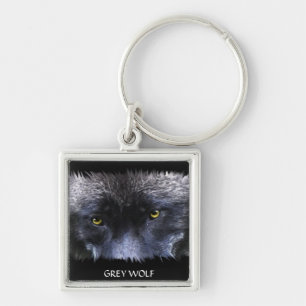 GRIJZE WOLF OGEN Wildlife Art Key-Ring Sleutelhanger