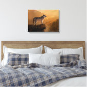 Grijze wolf op een rots in het bos canvas afdruk (Insitu (Slaapkamer))