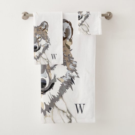 Grijze Wolf op marmer Bad Handdoek (Insitu)