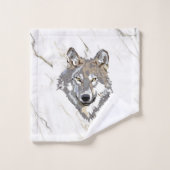 Grijze Wolf op marmer Bad Handdoek (Wasdoekje)