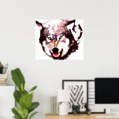 Grijze Wolf Pop Art Poster - Wilde dieren (Thuiskantoor)