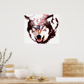Grijze Wolf Pop Art Poster - Wilde dieren (Keuken)