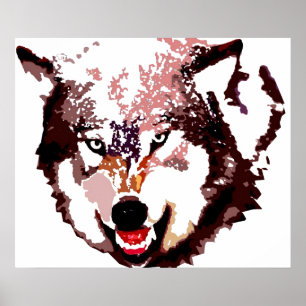 Grijze Wolf Pop Art Poster - Wilde dieren