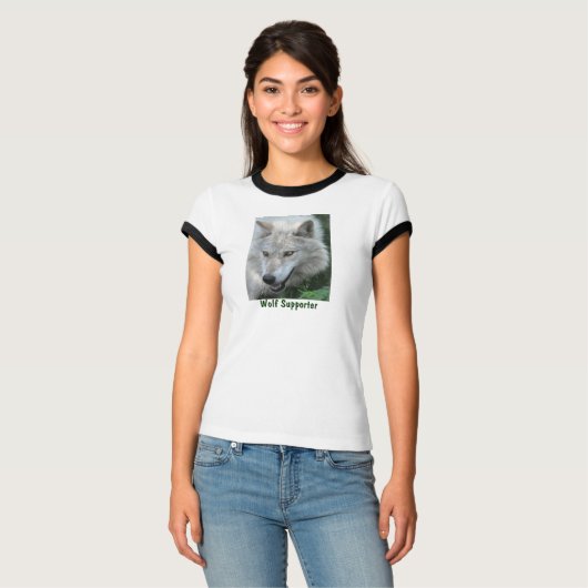 Grijze Wolf Portret Wildlife T-shirt (Voorkant volledig)
