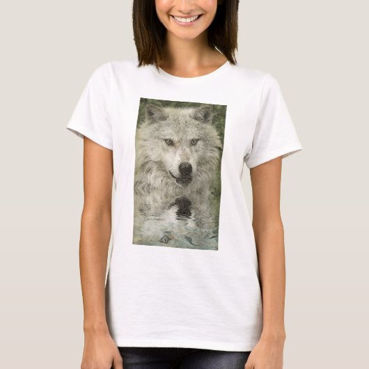 Grijze Wolf Potlood Schets Wildlife Art Gift T-shirt (Voorkant)
