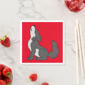 Grijze Wolf Pup Howling Servetten (Insitu)