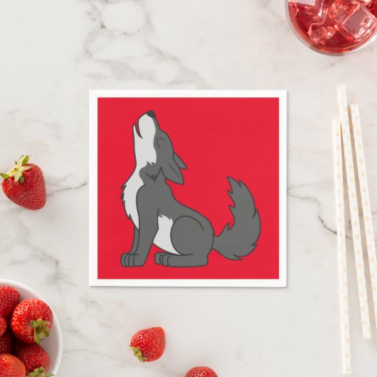 Grijze Wolf Pup Howling Servetten (Insitu)